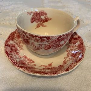 Johnson Bros strawberry fair ironstone cup and saucer - preloved
